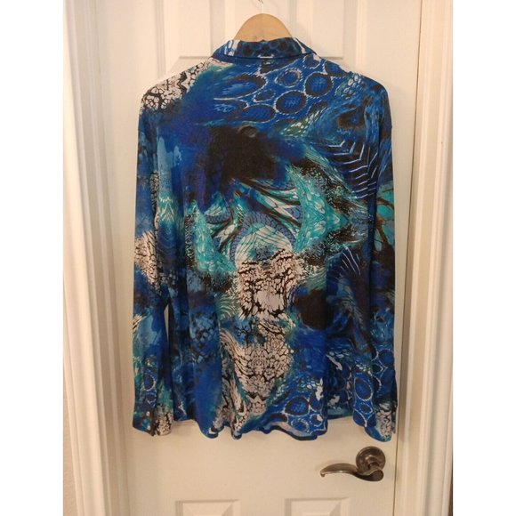 Women's Wrangler Western Multicolored Metallic Pearl Snap Stretchy Blouse XXL - Picture 5 of 7